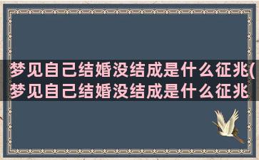 梦见自己结婚没结成是什么征兆(梦见自己结婚没结成是什么征兆 已婚女人)